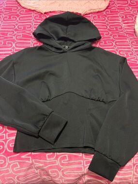 Express Black Cropped Hooded Pullover